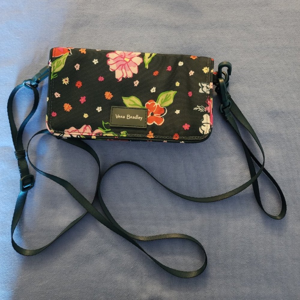 Vera Bradley All In One Crossbody Bag - Water Repellent - Hope Blooms Teal